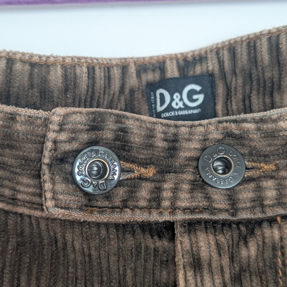 D&G Dolce & Gabbana Corduroy Pants - Brown 34 Waist - Picture 5 of 9